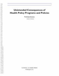 cover of the book Unintended Consequences of Health Policy Programs and Policies : Workshop Summary