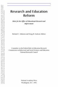 cover of the book Research and Education Reform : Roles for the Office of Educational Research and Improvement