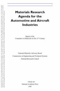 cover of the book Materials Research Agenda for the Automobile and Aircraft Industries