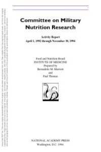 cover of the book Committee on Military Nutrition Research : Activity Report 1992-1994