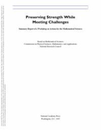 cover of the book Preserving Strength While Meeting Challenges : Summary Report of a Workshop on Actions for the Mathematical Sciences