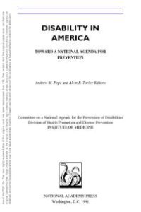 cover of the book Disability in America : Toward a National Agenda for Prevention