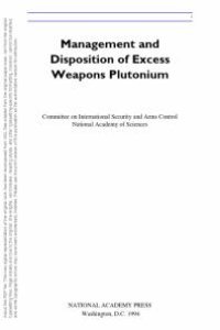 cover of the book Management and Disposition of Excess Weapons Plutonium