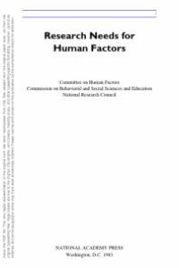 cover of the book Research Needs for Human Factors