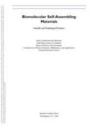 cover of the book Biomolecular Self-Assembling Materials : Scientific and Technological Frontiers