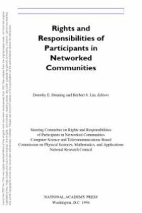 cover of the book Rights and Responsibilities of Participants in Networked Communities