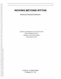 cover of the book Moving Beyond Myths : Revitalizing Undergraduate Mathematics