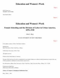 cover of the book Education and Women's Work : Female Schooling and the Division of Labor in Urban America, 1870-1930