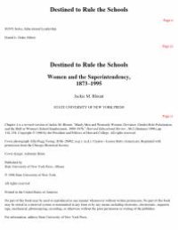 cover of the book Destined to Rule the Schools : Women and the Superintendency, 1873-1995