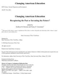 cover of the book Changing American Education : Recapturing the Past or Inventing the Future?