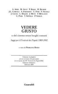 cover of the book Vedere giusto. Del cinema senza luoghi comuni