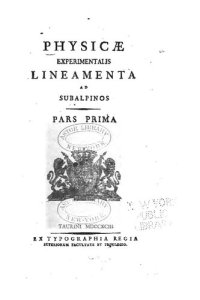 cover of the book Physicae experimentalis lineamenta ad subalpinos. Pars prima. Pars altera