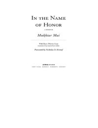 cover of the book In the Name of Honor: A Memoir