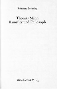 cover of the book Thomas Mann : Künstler und Philosoph