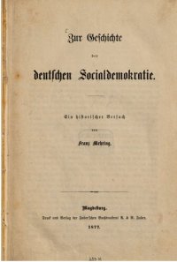 cover of the book Zur Geschichte der deutschen Socialdemokratie [Sozialdemokratie]