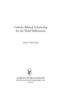 cover of the book Catholic Biblical Scholarship for the Third Millennium