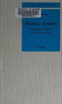 cover of the book Anima e scrittura. Prospettive culturali per Federigo Tozzi