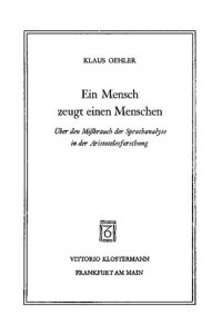 cover of the book Ein Mensch zeugt einen Menschen: Über den Mißbrauch der Sprachanalyse in der Aristotelesforschung