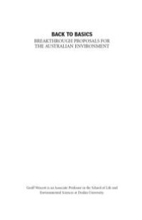 cover of the book Back to Basics : Breakthrough Proposals for the Australian Environment