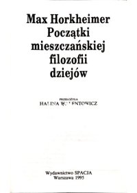 cover of the book Początki mieszczańskiej filozofii dziejów