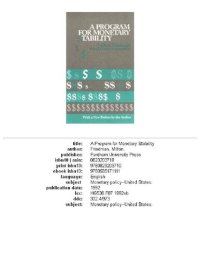 cover of the book A Program for Monetary Stability