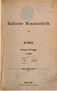 cover of the book Baltische Monatsschrift