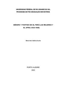 cover of the book Género y partido en el Perú: las mujeres y el Apra (Alianza Popular Revolucionaria Americana, 1924-1948)