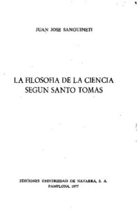 cover of the book La filosofía de la ciencia según Santo Tomás