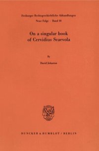 cover of the book On a Singular Book of Cervidius Scaevola