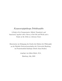 cover of the book Kṛṣṇacaryāpādasya Dohākoṣaṭīke: A Study of its Commentaries: Edited, Translated, and Annotated, together with a Survey of his Life and Works and a Study on the Dohā as a Literary Genre