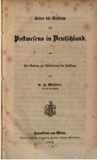 cover of the book Über die Reform des Postwesens in Deutschland. Ein Beitrag zur Erörterung der Zeitfrage