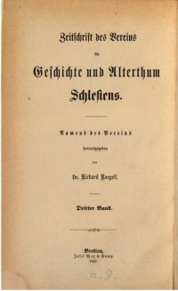 cover of the book Zeitschrift des Vereins für Geschichte und Alterthum Schlesiens