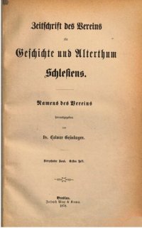 cover of the book Zeitschrift des Vereins für Geschichte und Alterthum Schlesiens