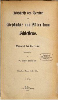 cover of the book Zeitschrift des Vereins für Geschichte und Alterthum Schlesiens