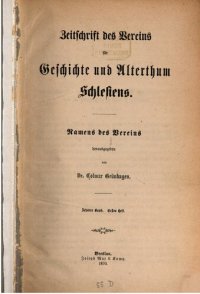 cover of the book Zeitschrift des Vereins für Geschichte und Alterthum Schlesiens