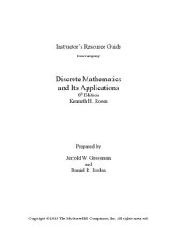 cover of the book Instructor’s Resource Guide to accompany Kenneth H. Rosen Discrete Mathematics and Its Applications 8th Edition