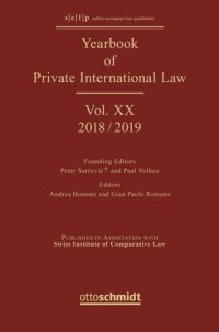 cover of the book Yearbook of Private International Law: Volume XX Yearbook of Private International Law Vol. XX - 2018/2019