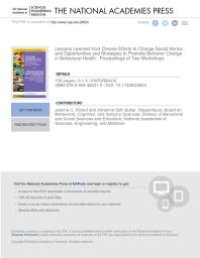 cover of the book Lessons Learned from Diverse Efforts to Change Social Norms and Opportunities and Strategies to Promote Behavior Change in Behavioral Health: Proceedings of Two Workshops