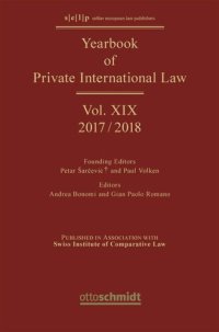 cover of the book Yearbook of Private International Law: Volume XIX Yearbook of Private International Law Vol. XIX - 2017/2018