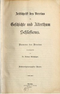 cover of the book Zeitschrift des Vereins für Geschichte und Alterthum Schlesiens