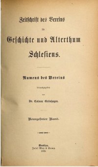 cover of the book Zeitschrift des Vereins für Geschichte und Alterthum Schlesiens