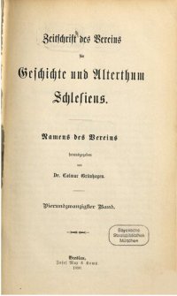 cover of the book Zeitschrift des Vereins für Geschichte und Alterthum Schlesiens