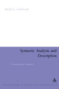 cover of the book Syntactic Analysis and Description: A Constructional Approach