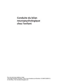 cover of the book Conduite Du Bilan Neuropsychologique Chez L'enfant (French Edition)