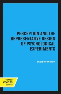 cover of the book Perception and the Representative Design of Psychological Experiments