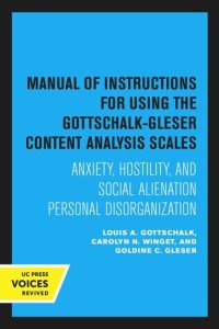 cover of the book Manual of Instructions for Using the Gottschalk-Gleser Content Analysis Scales