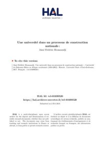 cover of the book Une université dans un processus de construction nationale: l’université du Dahomey-Bénin en Afrique occidentale (1950-2002). Thèse pour l’obtention du grade de Docteur de l’Université Paris-Sorbonne