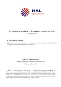 cover of the book La recherche juridique – Sciences et pensées du droit