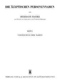 cover of the book Die Äegyptischen Personenamen: Band I, Verzeichnis der Namen