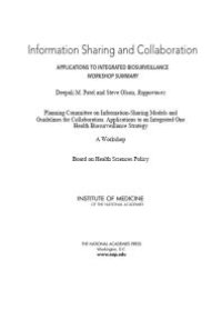 cover of the book Information Sharing and Collaboration: Applications to Integrated Biosurveillance: Workshop Summary